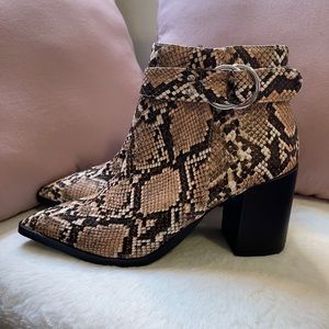 Qupid snake print booties